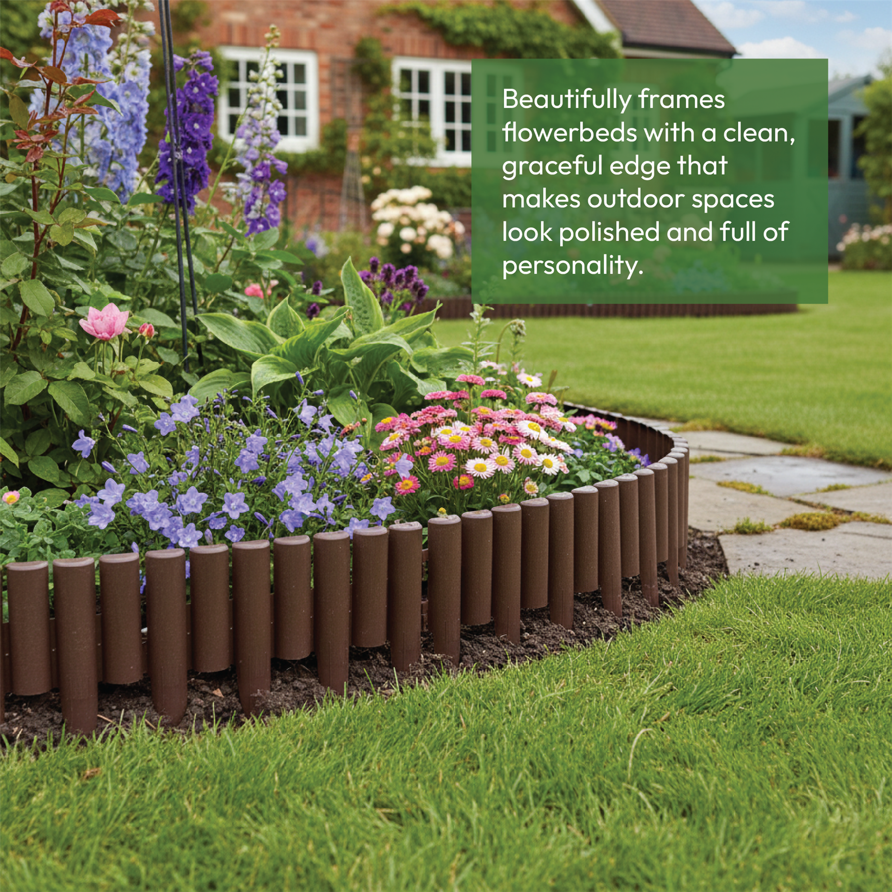 KCT Brown Wood Effect Garden Palisade Edging  - Pack of 8 Panels