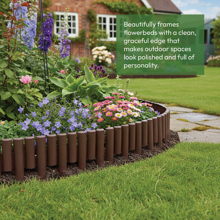 KCT Brown Wood Effect Garden Palisade Edging  - Pack of 8 Panels