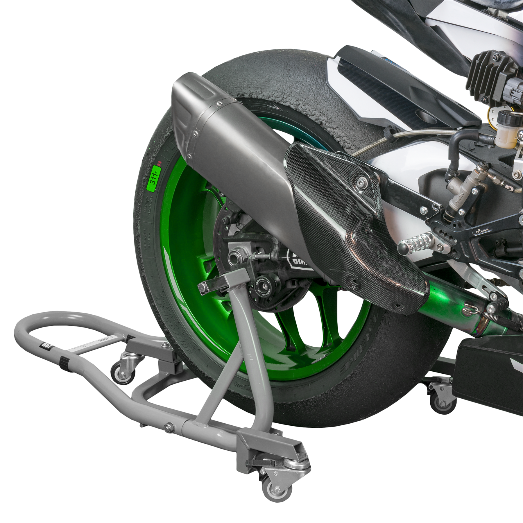 KCT Heavy Duty Front Paddock & Rear Stands with Dolly for Motorbike Maintenance