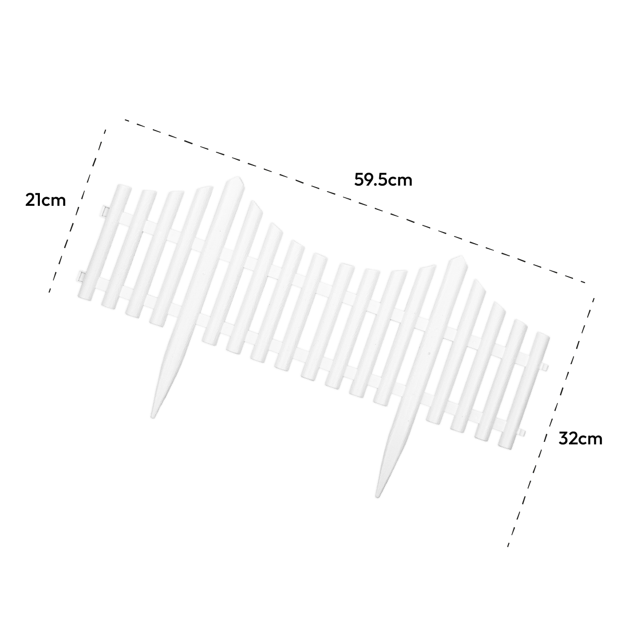 KCT White Picket Fence Garden Border - Pack of 8 panels