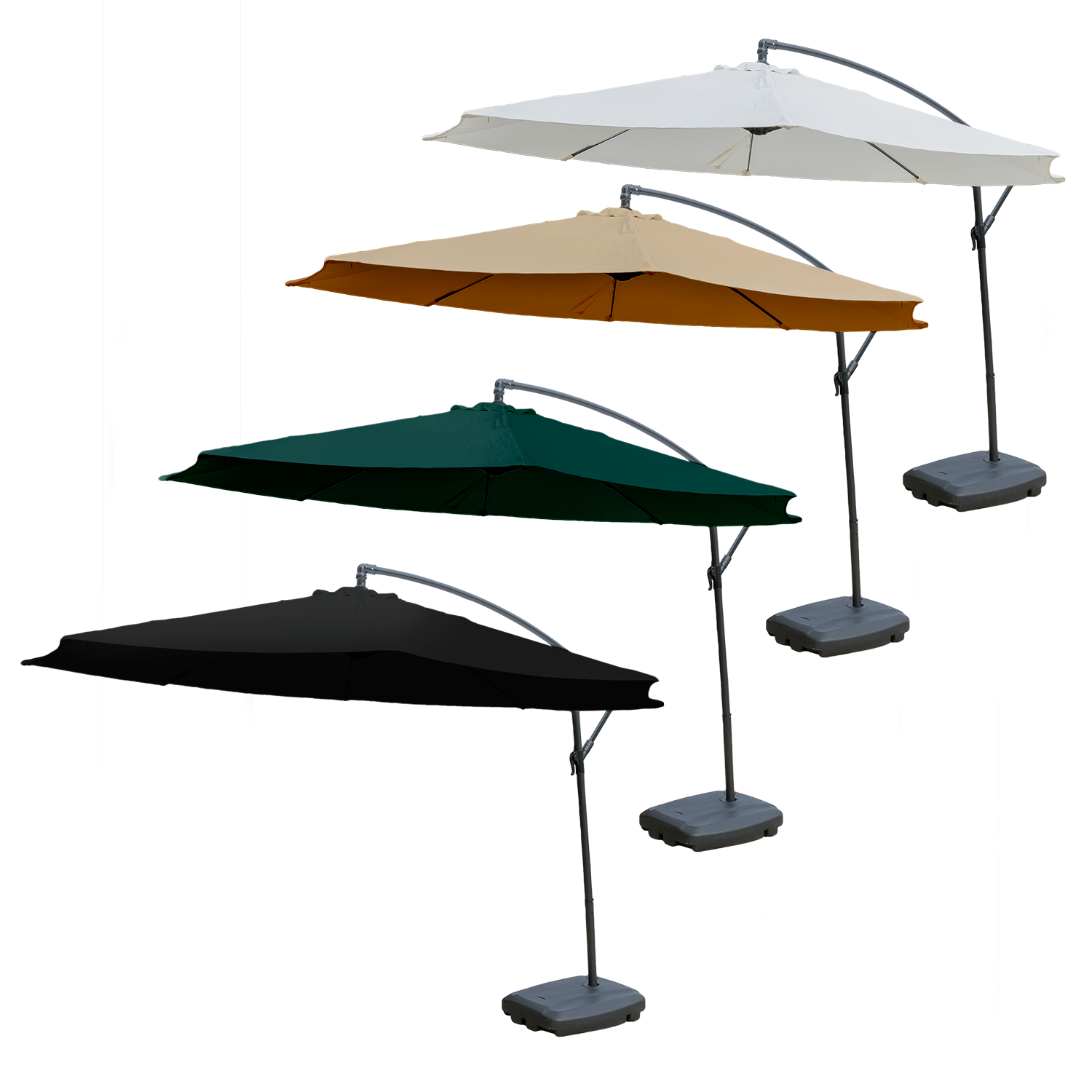 KCT 3m Large Cantilever Garden Parasols with Base
