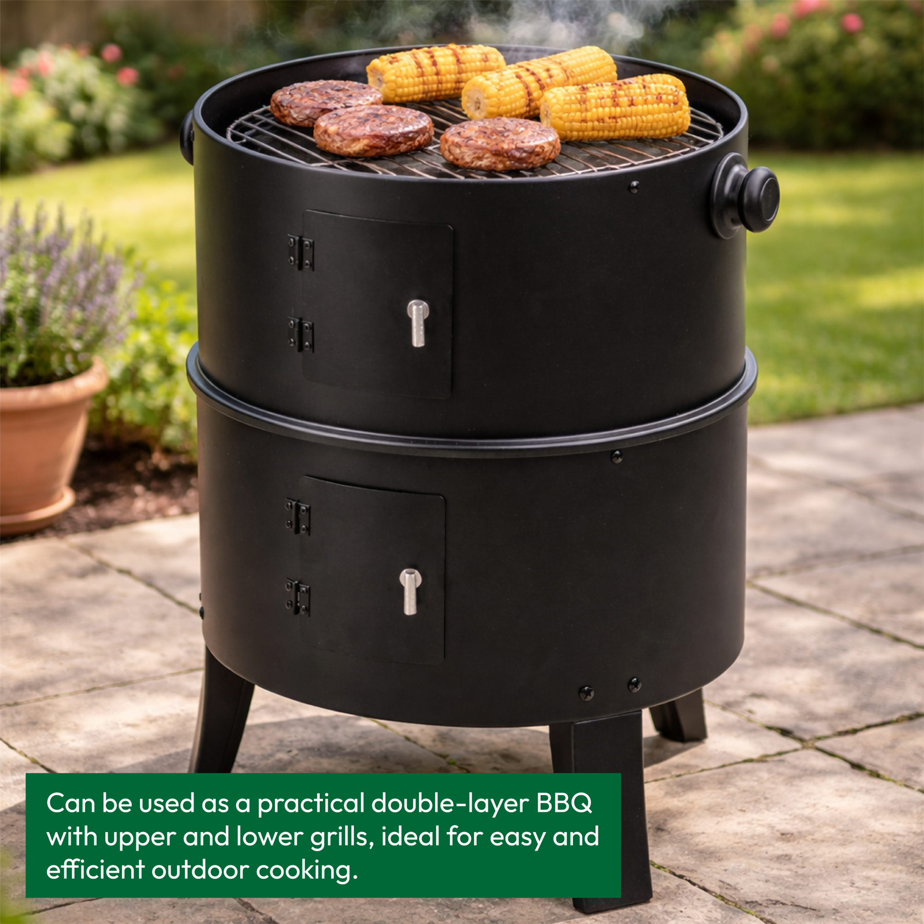 KCT 3 in 1 Upright BBQ Smoker and Grill