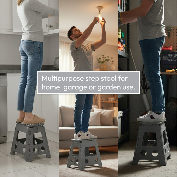 KCT Folding Multi Purpose Household Foldaway Step Stool Grey