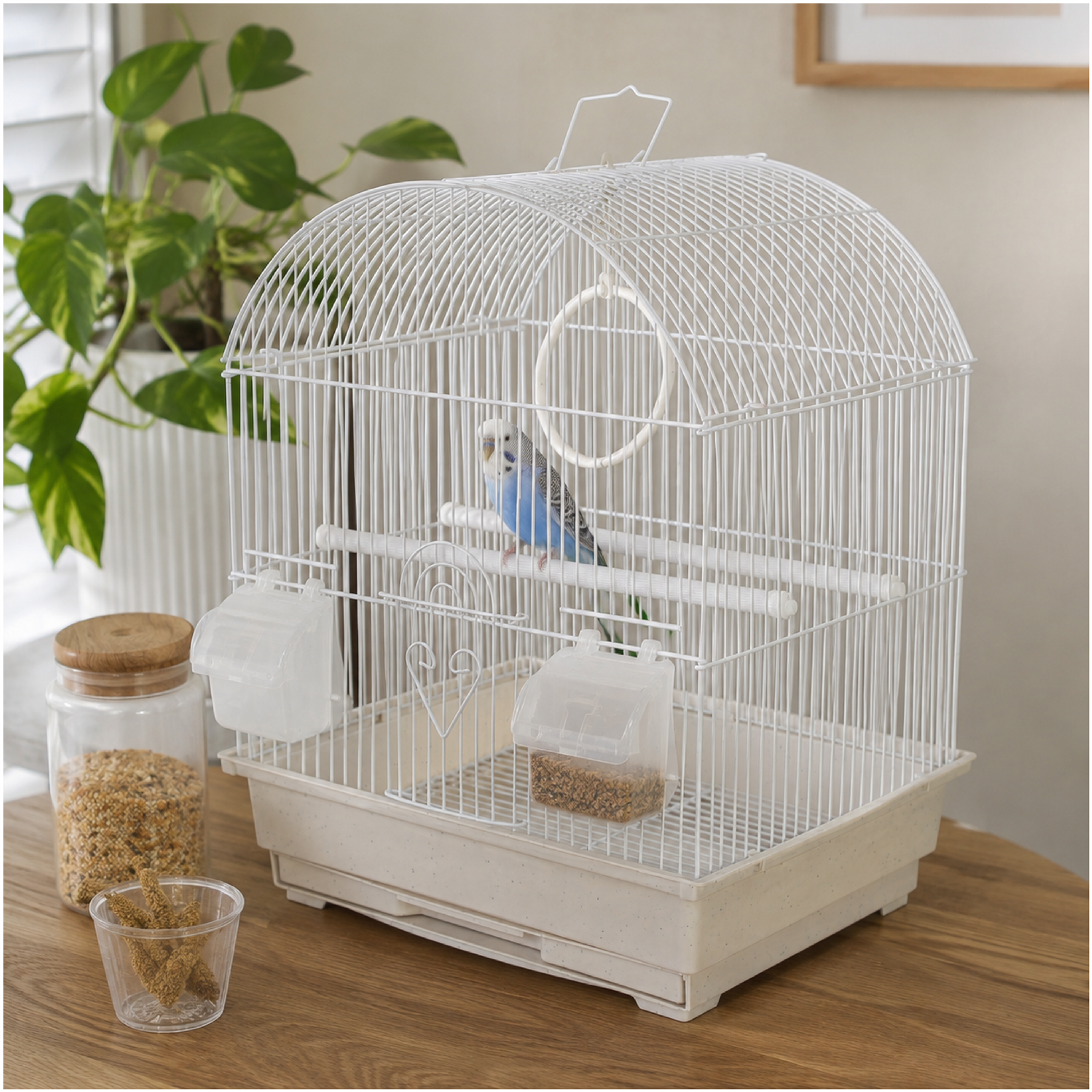 KCT Rosario Small Exotic Bird Travel Cage - White