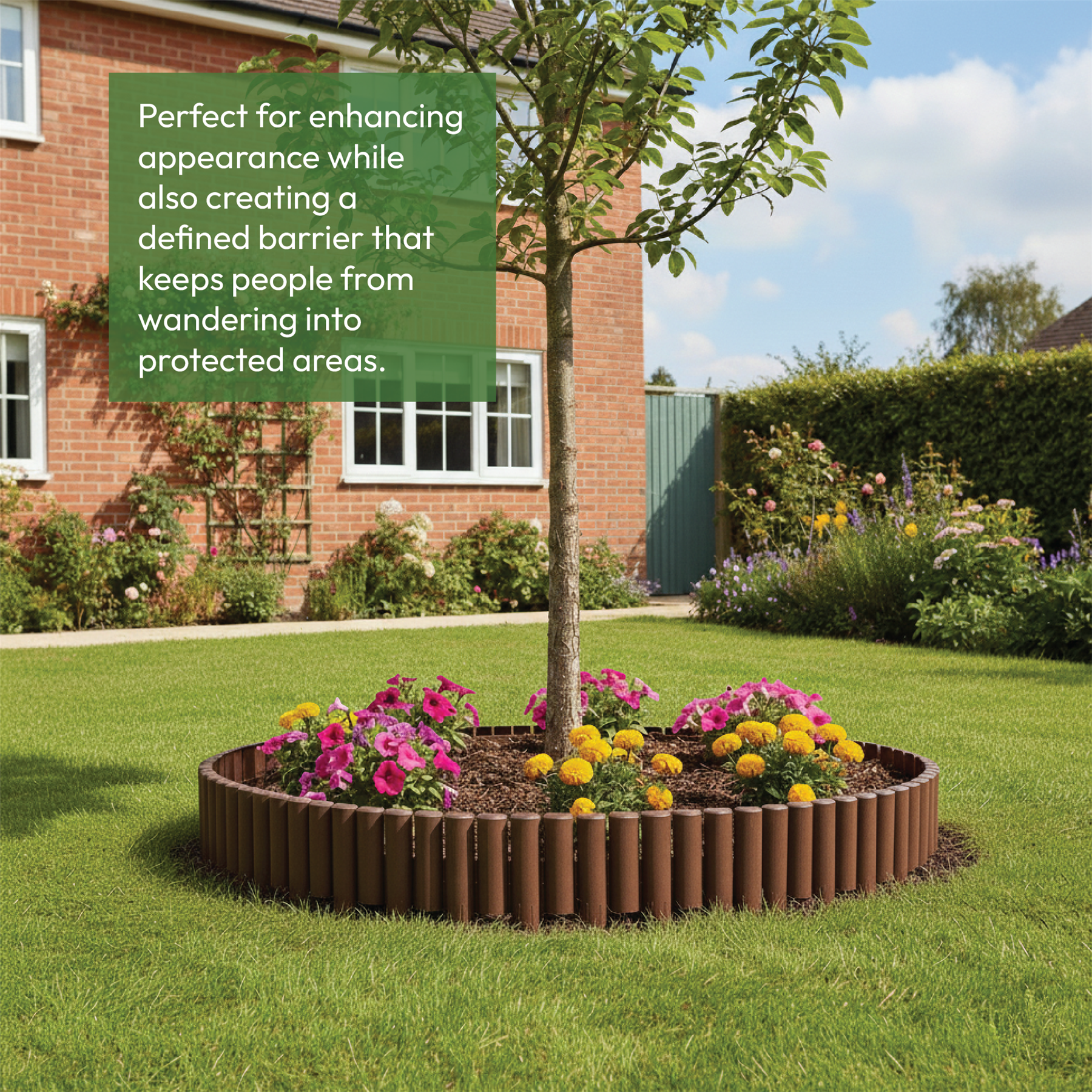 KCT Brown Wood Effect Garden Palisade Edging  - Pack of 8 Panels
