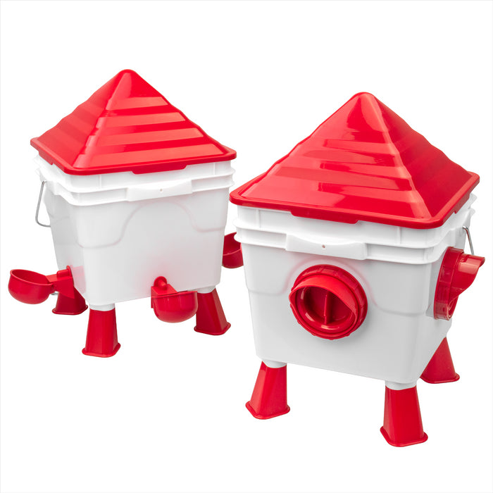 10KG/10L Raised Chicken Feeder & Waterer Set