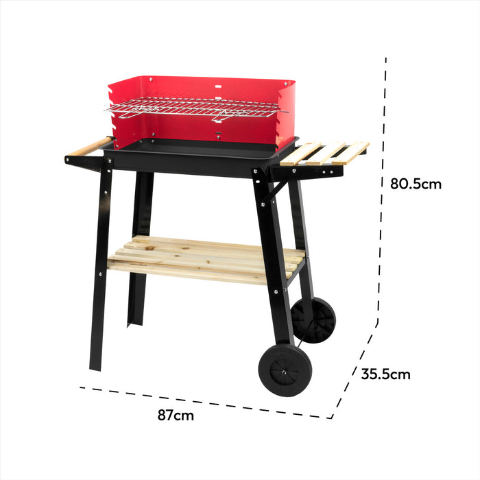 KCT Open Top BBQ Grill Garden Steel Camping Barbecue Trolley