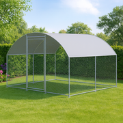 2.5x3m Walk In Galvanised Chicken Pet Run with Curved Roof