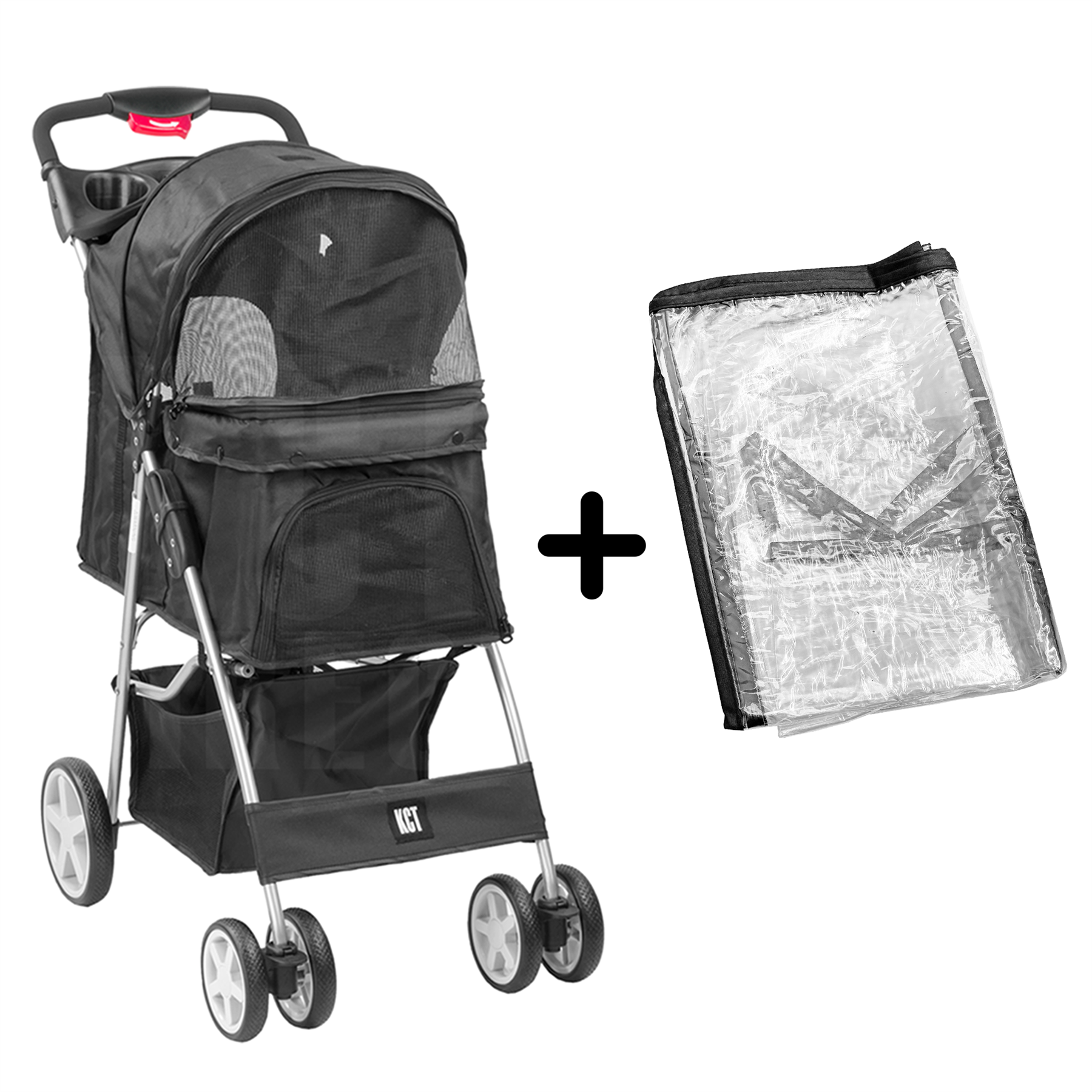 KCT Hooded Pet Stroller with Storage
