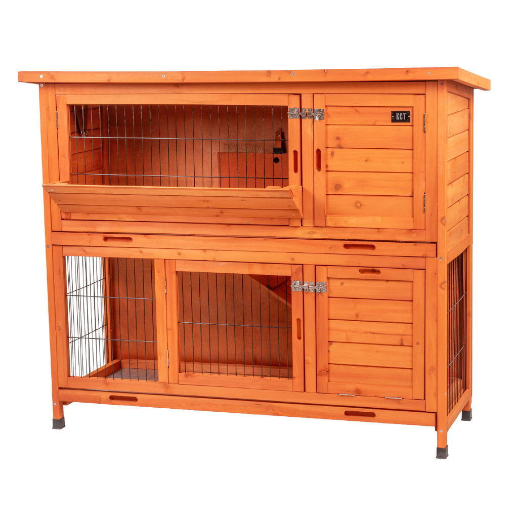 KCT Outdoor Milan Large Two Tier Rabbit Pet Hutch with Enclosed