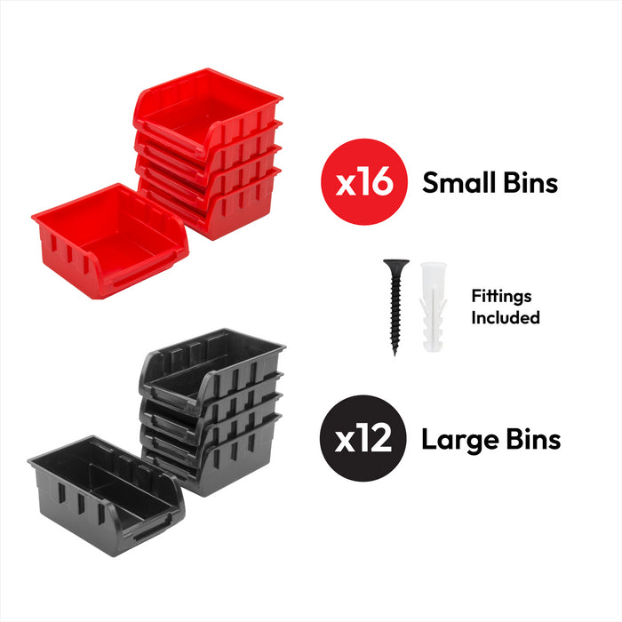 KCT 46pc Wall Mount Storage Bin Organiser