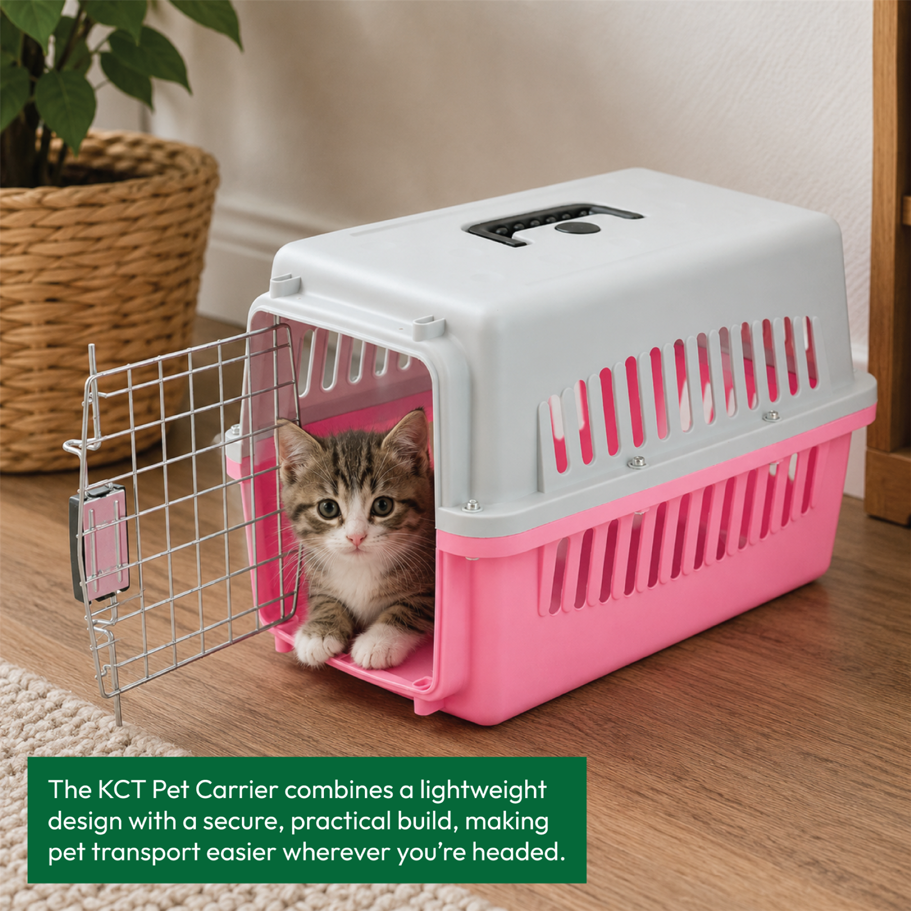 KCT Portable Plastic Pet Carrier Box Cat Dog Puppy Animal Cages
