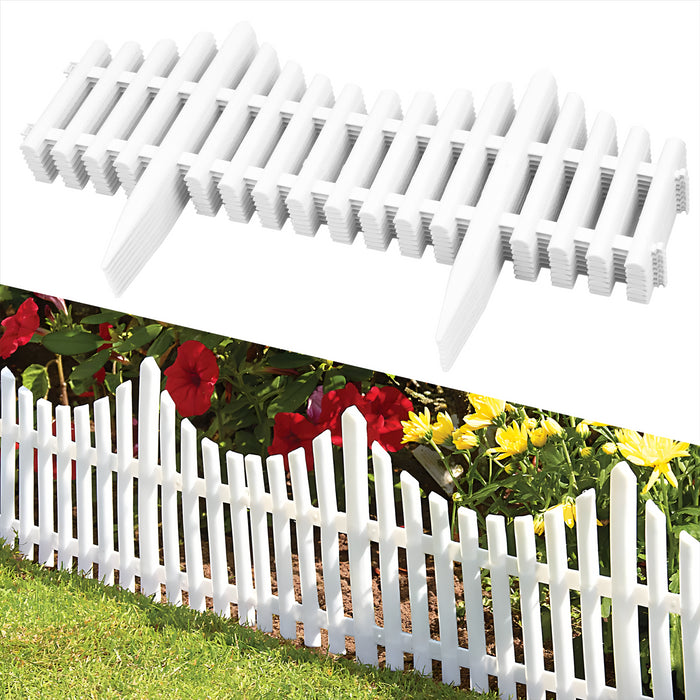 KCT White Picket Fence Garden Border - Pack of 8 panels