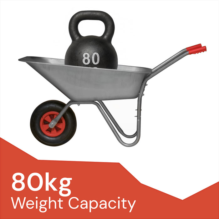 KCT 80 Litre Garden Galvanised Steel Wheelbarrow