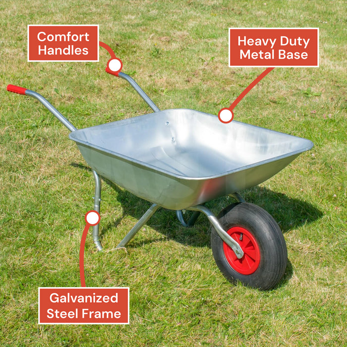 KCT 65 Litre Garden Galvanised Steel Wheelbarrow