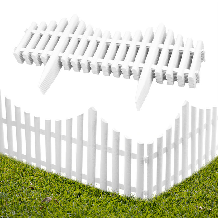 KCT White Picket Fence Garden Border - Pack of 8 panels