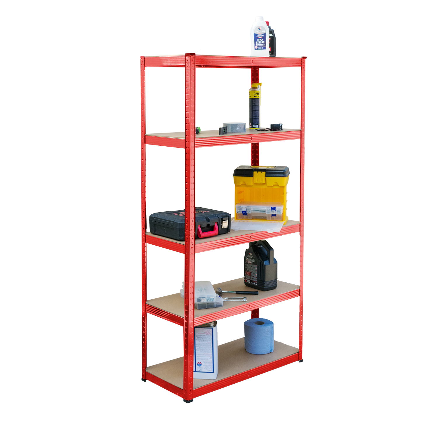 KCT 5 Tier Red Metal Shelving Unit