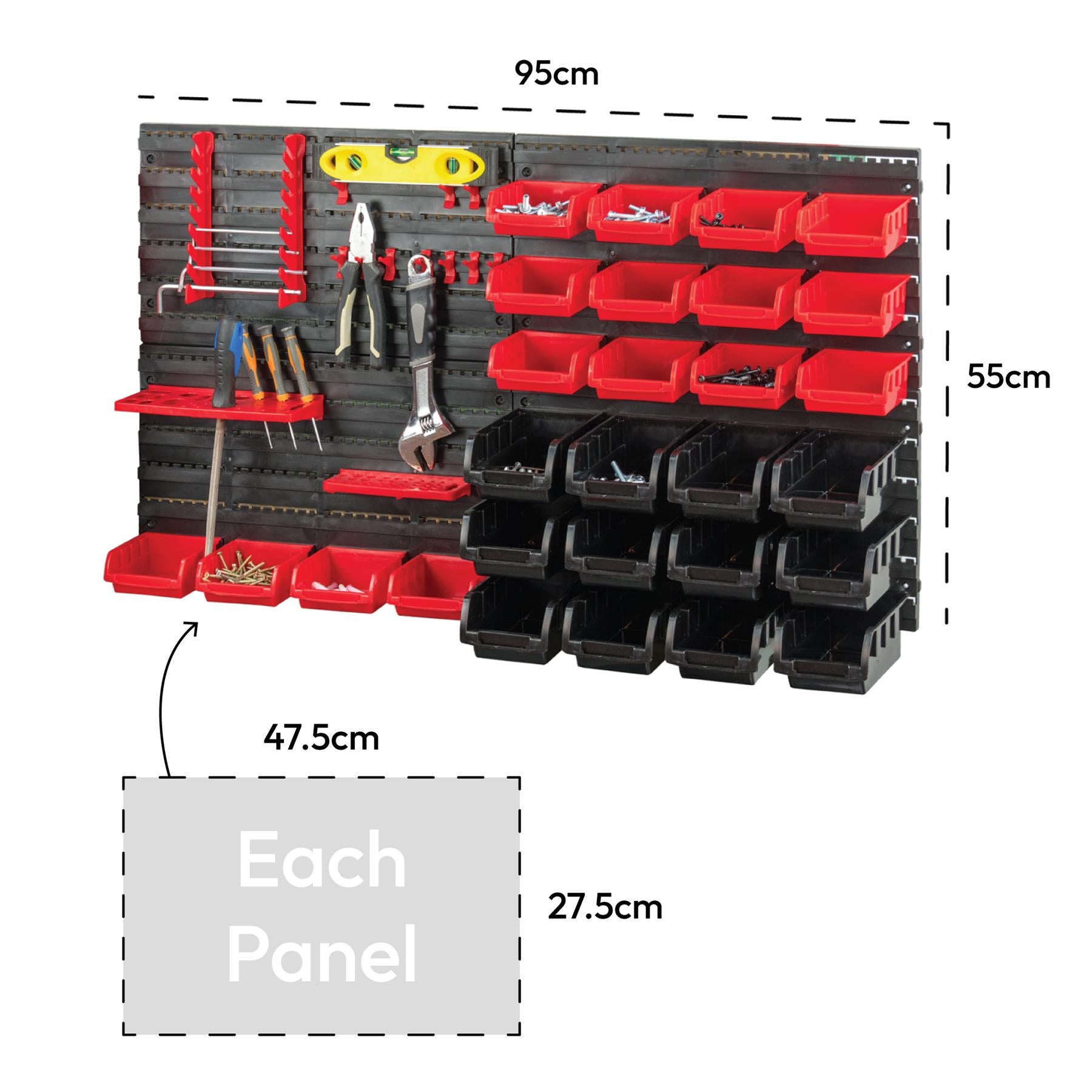 KCT 46pc Wall Mount Storage Bin Organiser