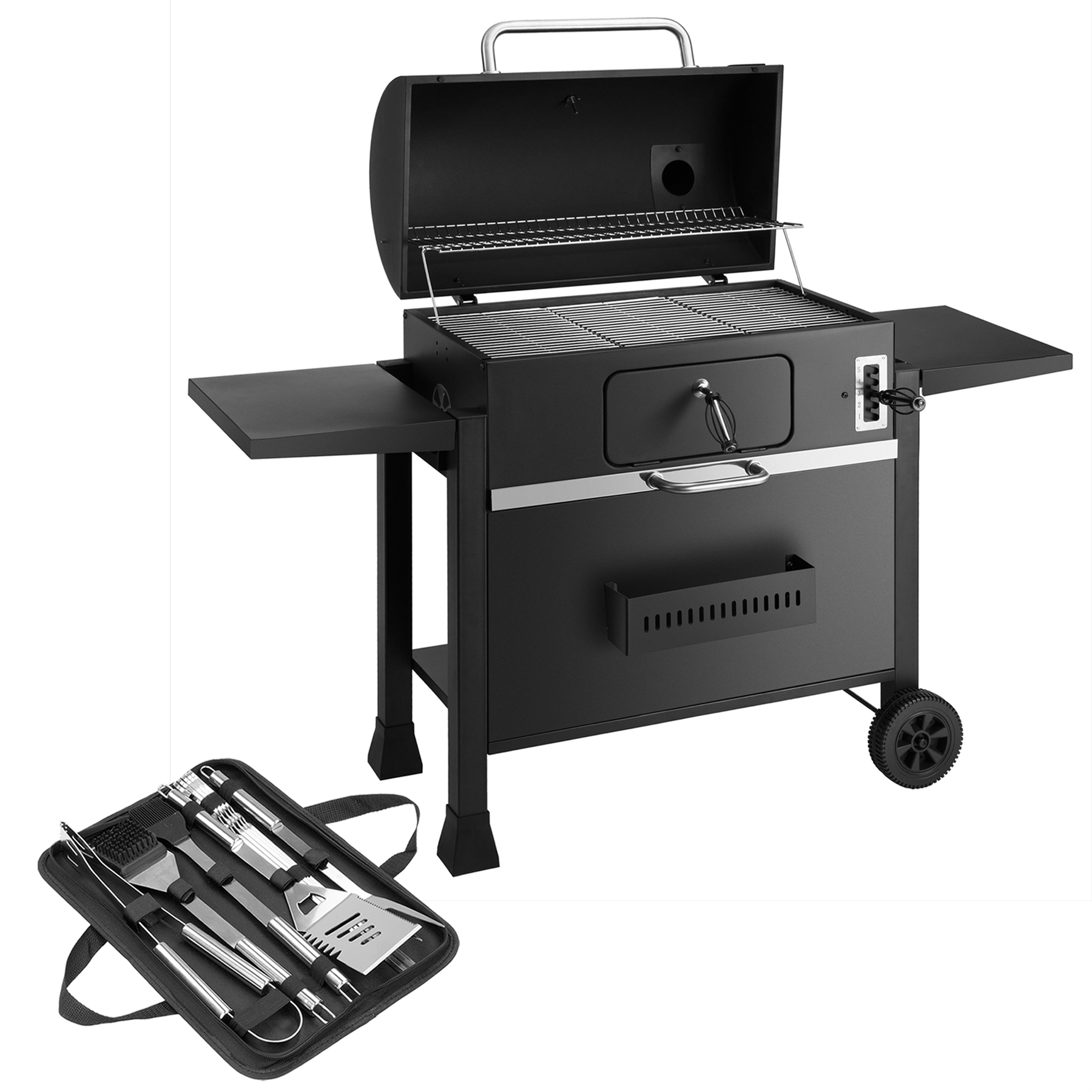 KCT XXL Charcoal BBQ Grill & Smoker with Utensil Tool Kit