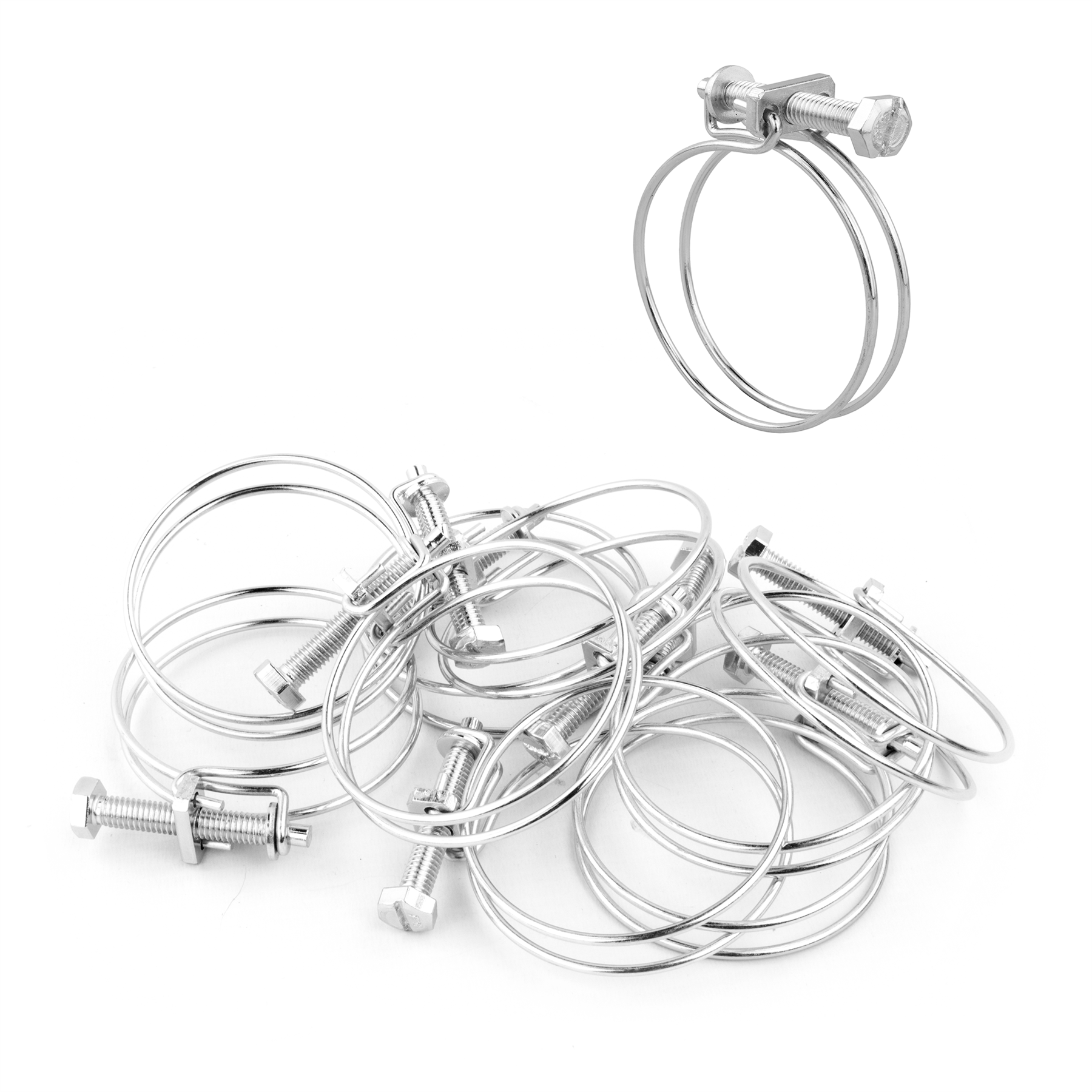 KCT Universal Double Wire Hose Clips Pipe Screw Clamps for All Types of Hose