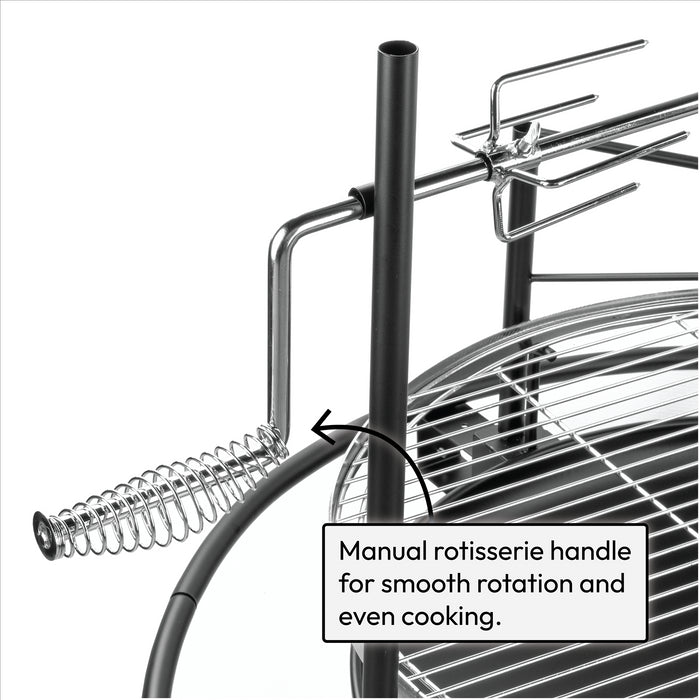 KCT Outdoor Round BBQ Grill with Rotisserie and Tool Set