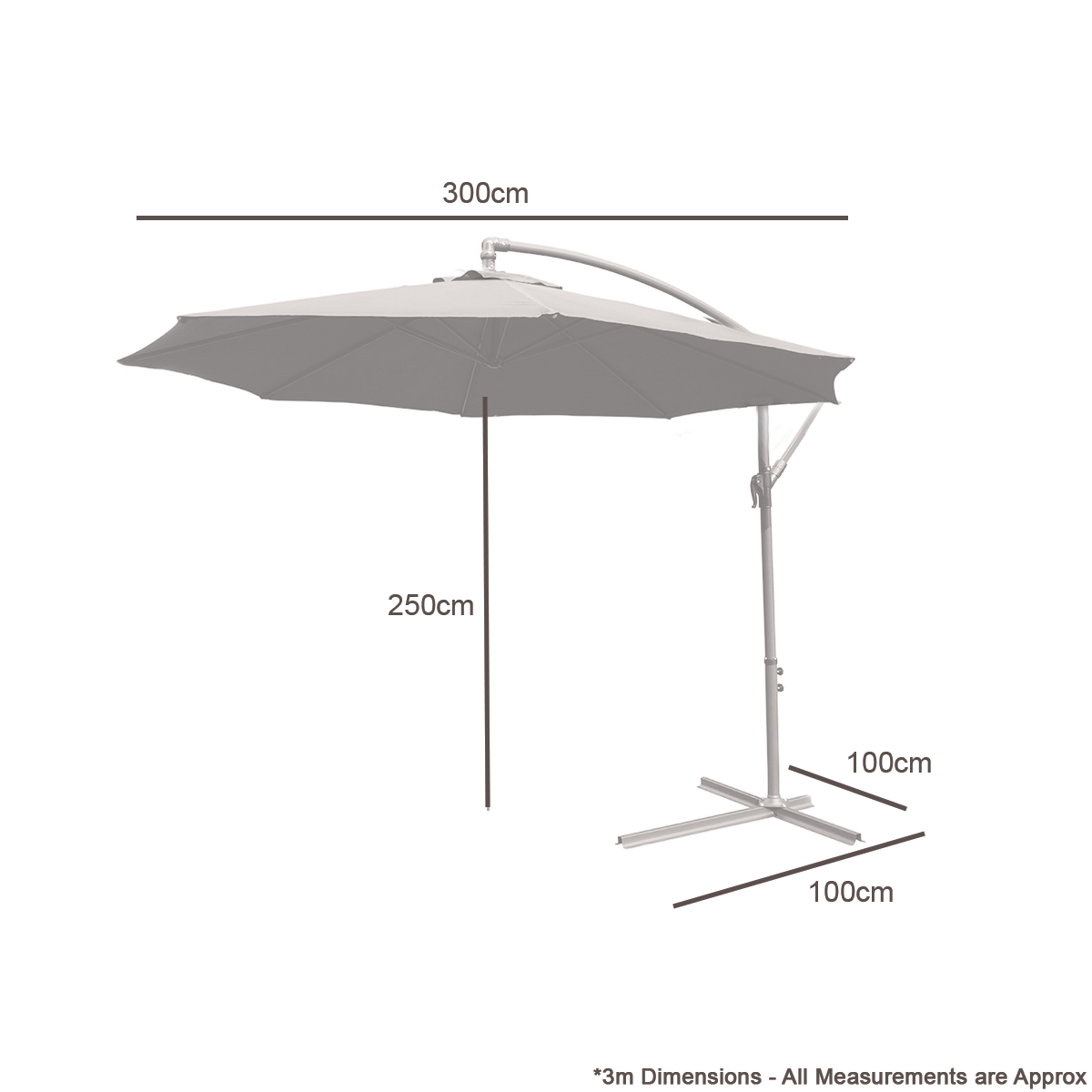 KCT 3m Large Cantilever Garden Parasols with Base and Cover Kit