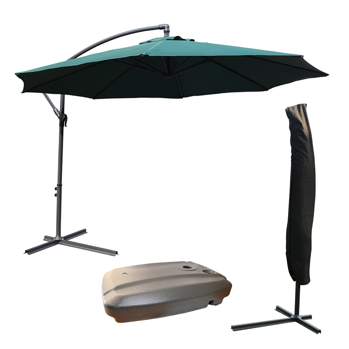 KCT 3m Large Cantilever Garden Parasols with Base and Cover Kit
