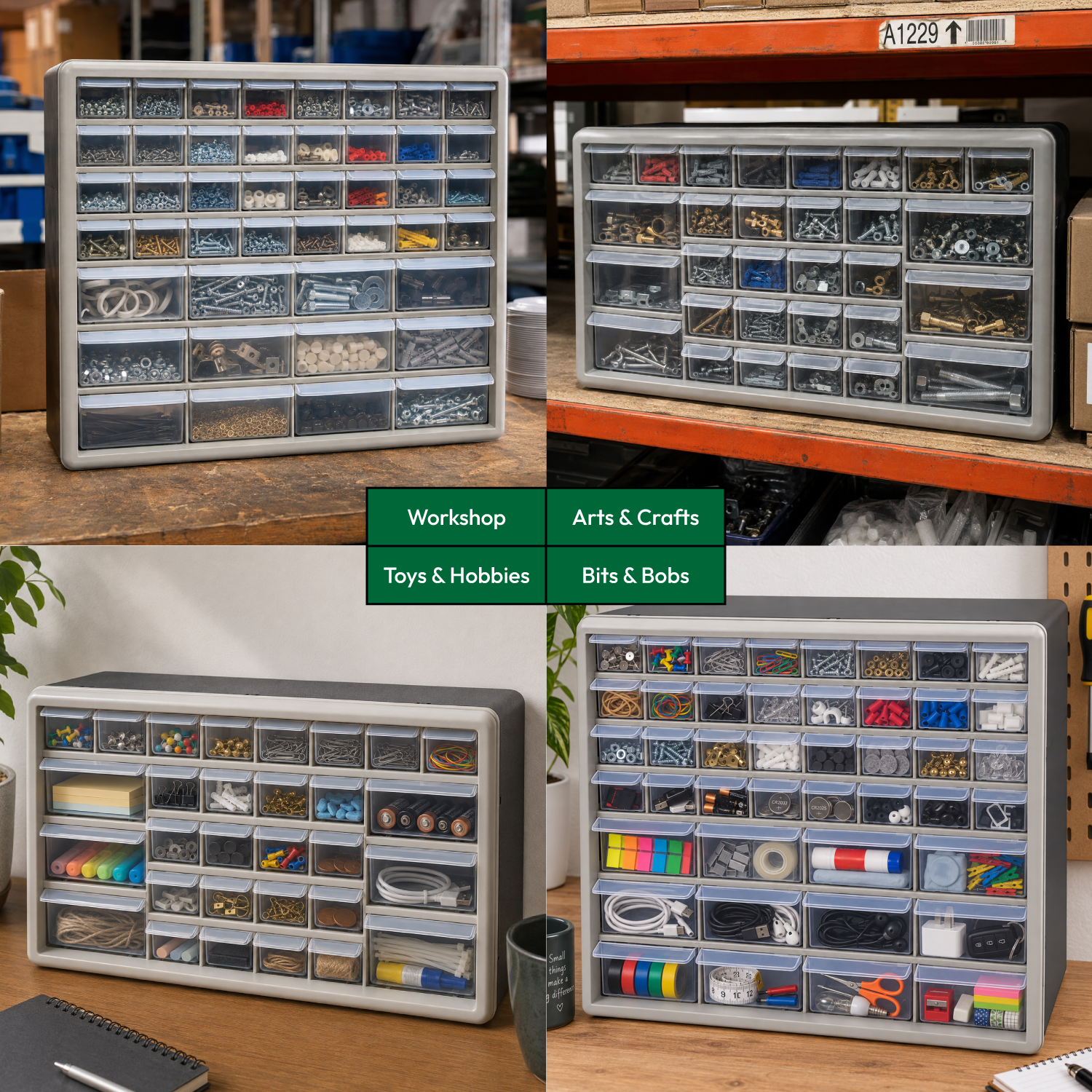 KCT Plastic Multi Compartment Wall Mountable Storage Drawer Units
