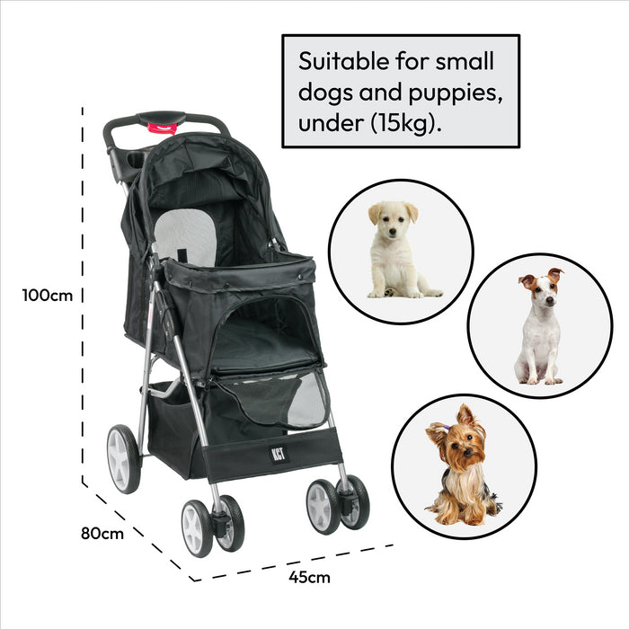 KCT Hooded Pet Stroller with Storage