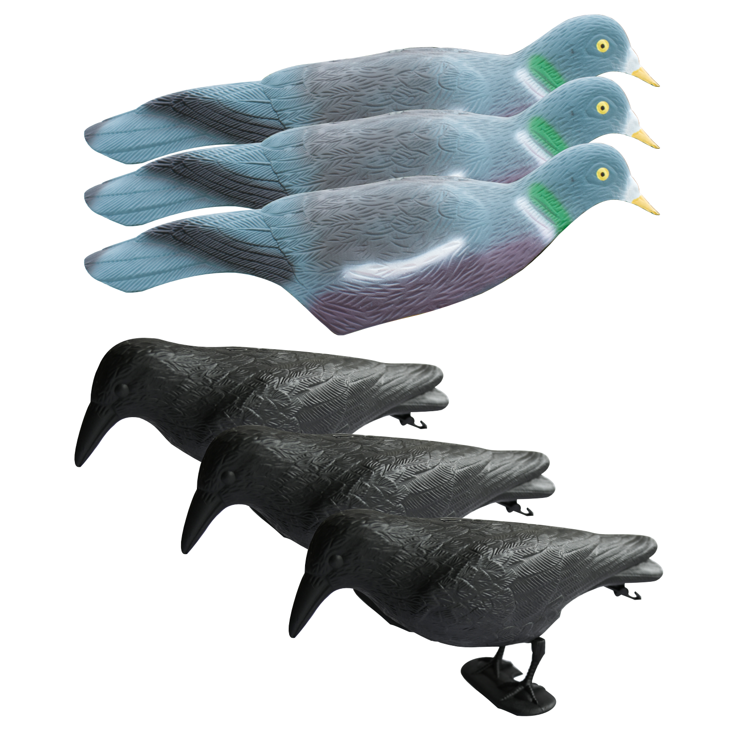KCT Decoy Crow & Decoy Pigeon Shell Bundle (Pack of 3 Each)