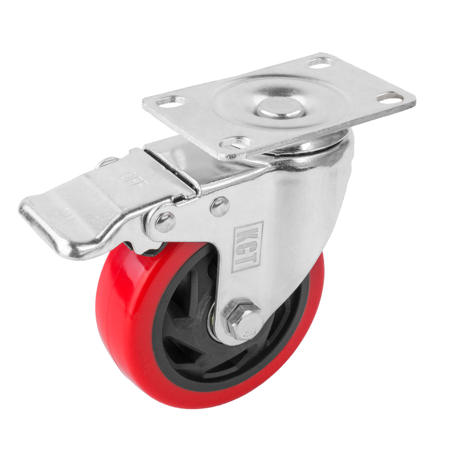 KCT Heavy Duty 100mm Castor Wheels with Brakes - 4 Pack