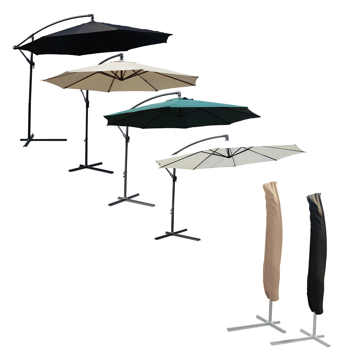 KCT 3m Large Cantilever Garden Parasols with Cover