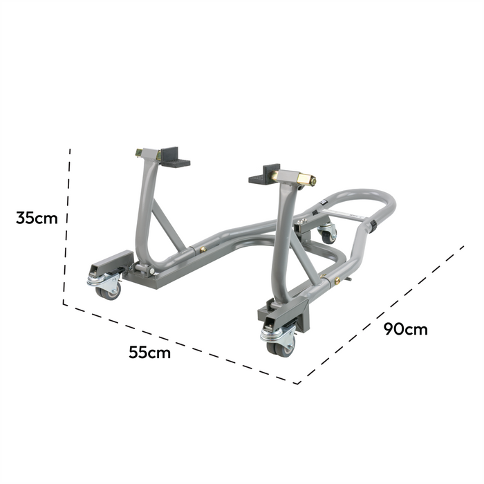 KCT Motorbike Rear Dolly Adjustable Heavy Duty Paddock Stand Locking Casters