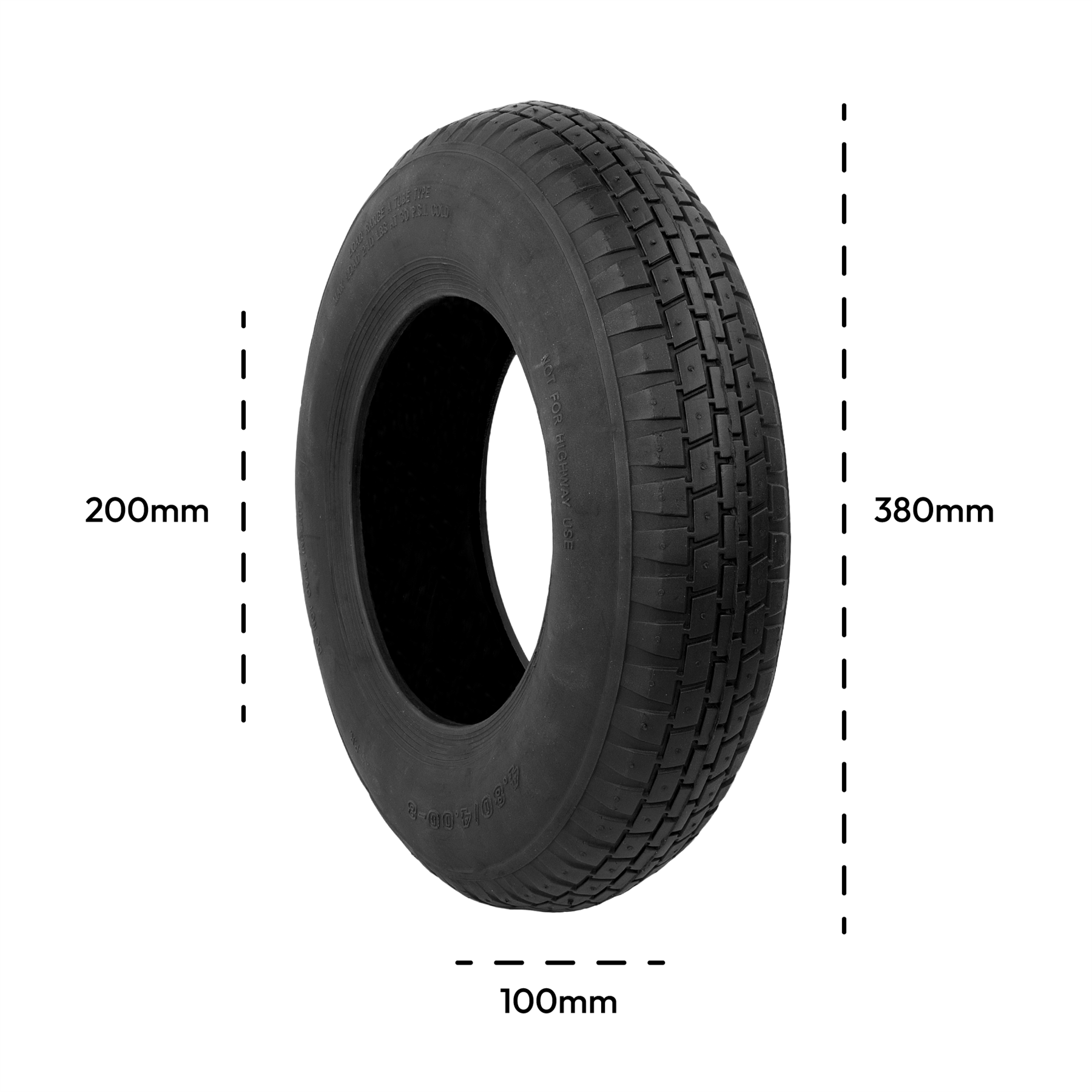 KCT Wheelbarrow Wheel Tyre/Inner Tube Parts (4.80/4.00 - 8) - Fits 16" wheel