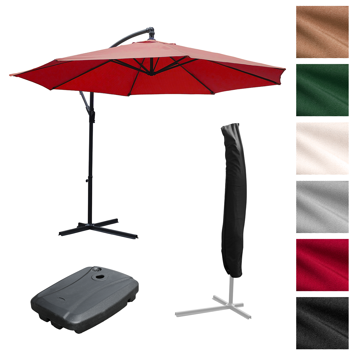 KCT 3.5m Large Cantilever Garden Parasols with Base and Cover Kit