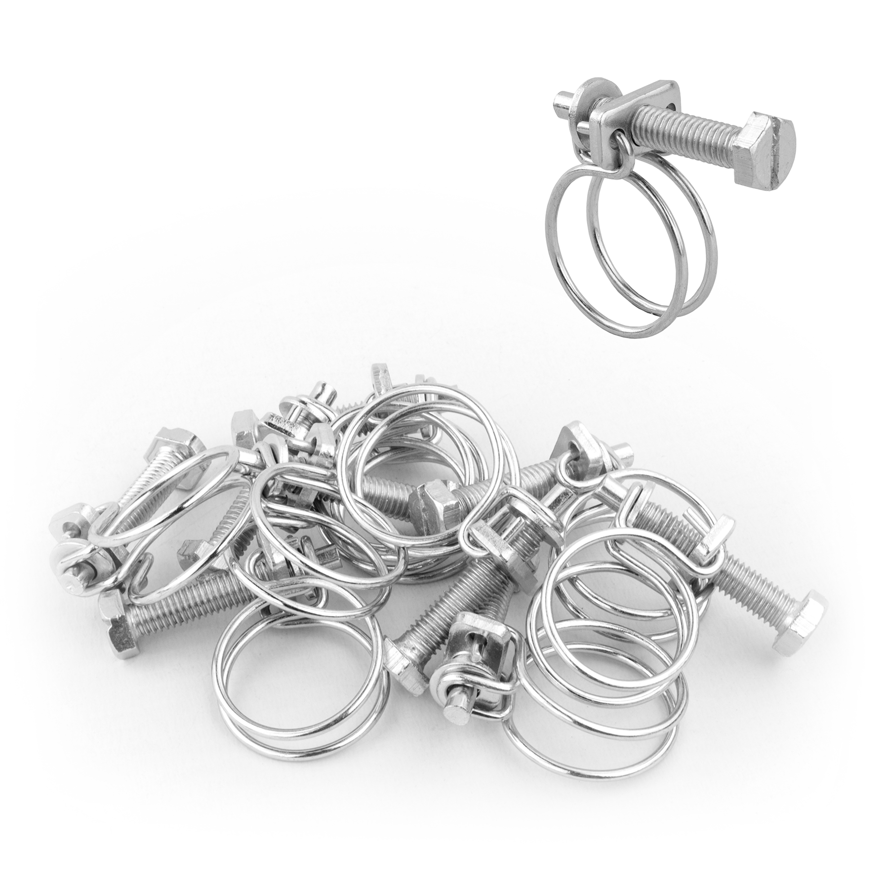 KCT Universal Double Wire Hose Clips Pipe Screw Clamps for All Types of Hose