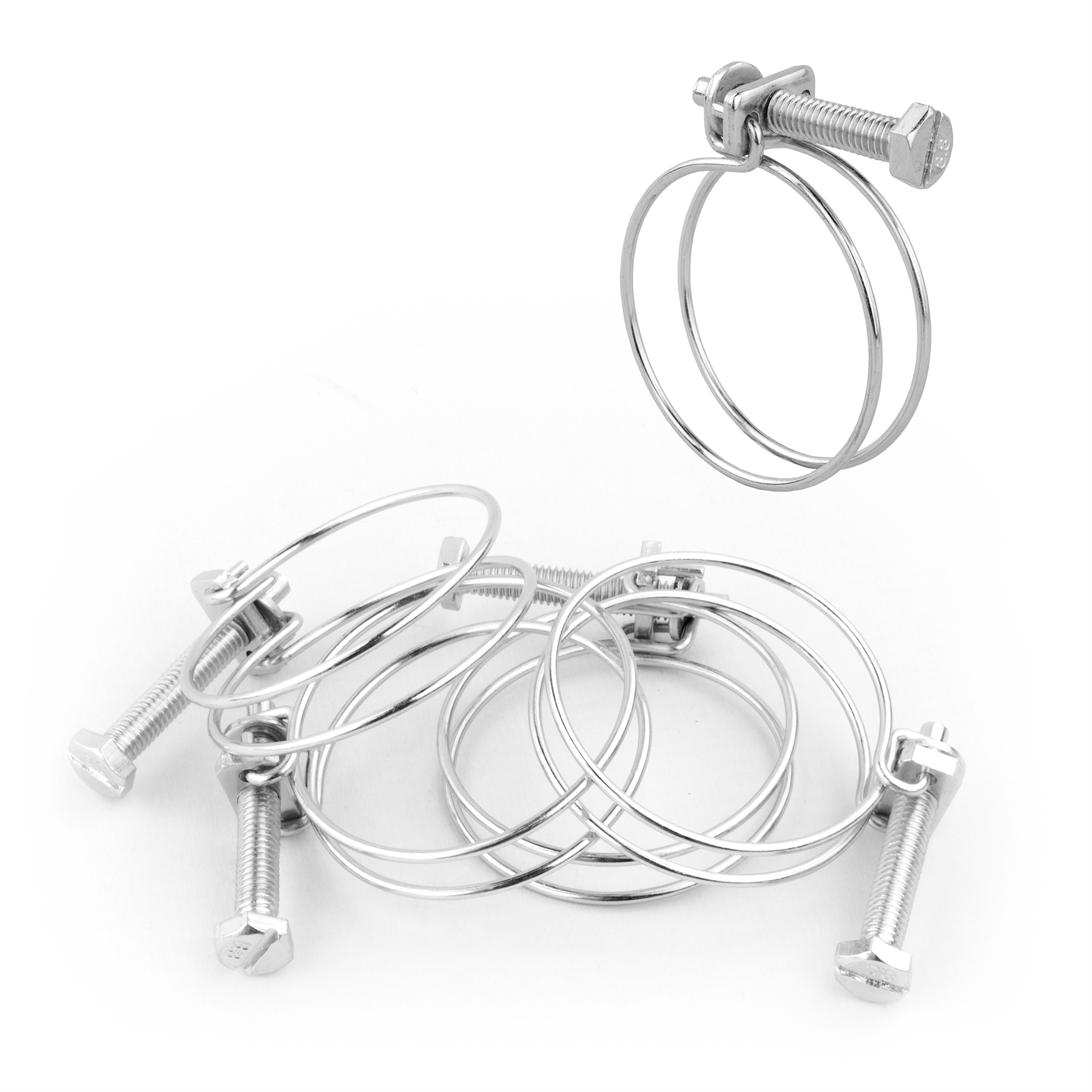 KCT Universal Double Wire Hose Clips Pipe Screw Clamps for All Types of Hose