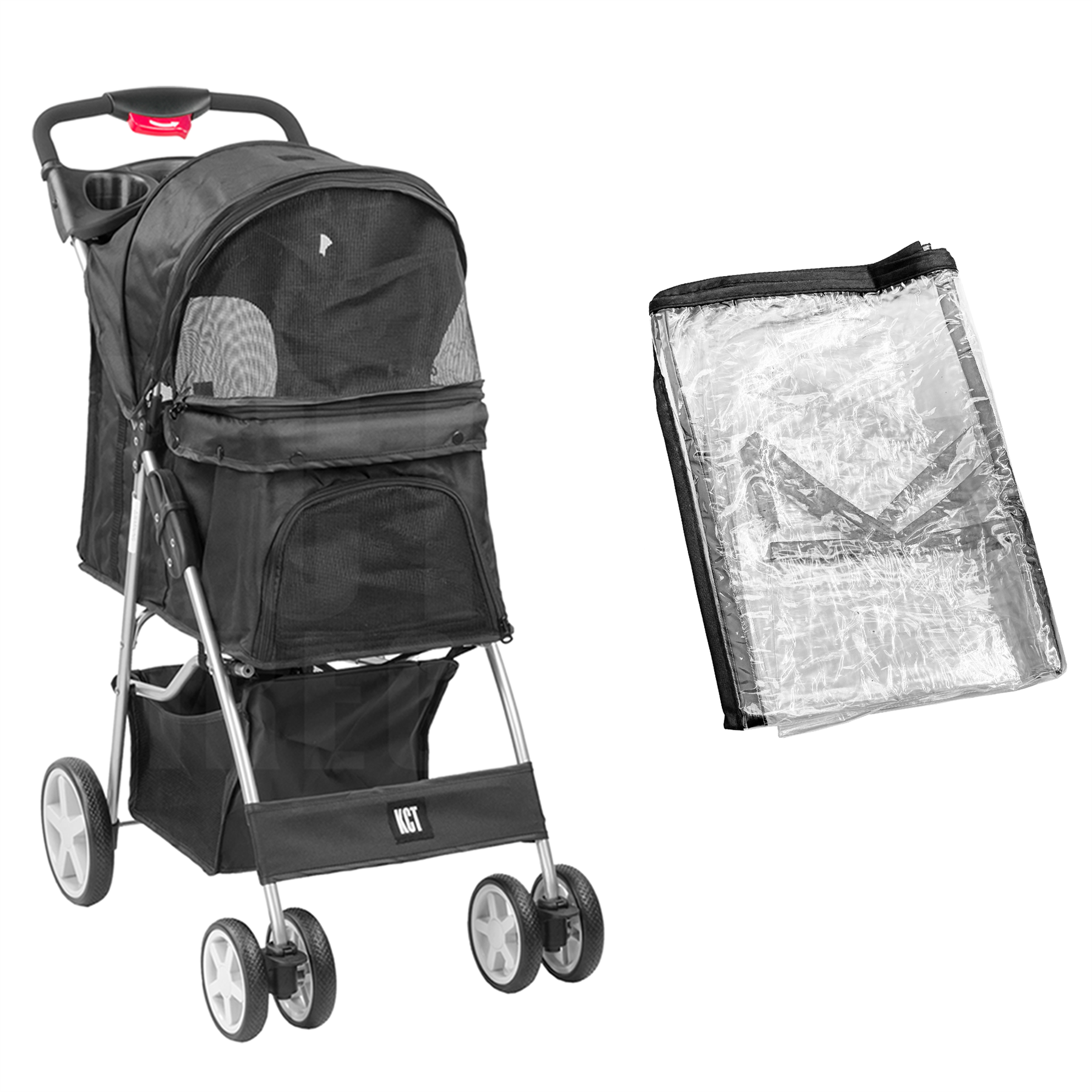KCT Hooded Pet Stroller with Storage