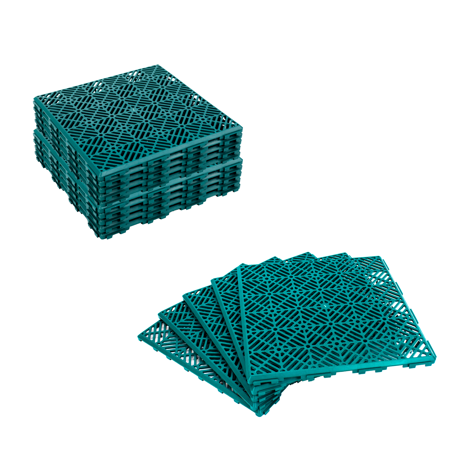 KCT Green Garden Path and Patio Decking Interlocking Tiles - 5 Pieces