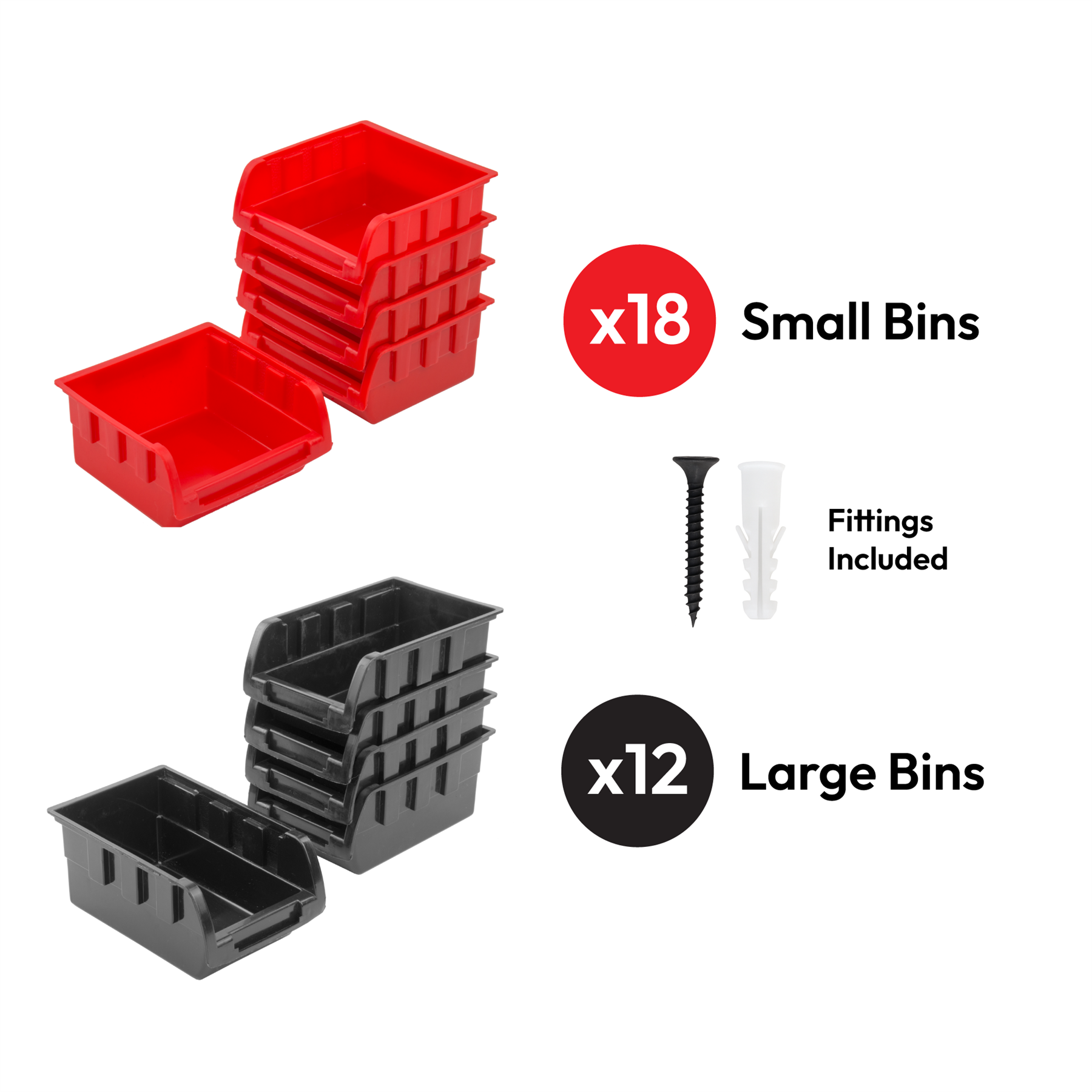 KCT 32pc Wall Mount Storage Bin Organiser