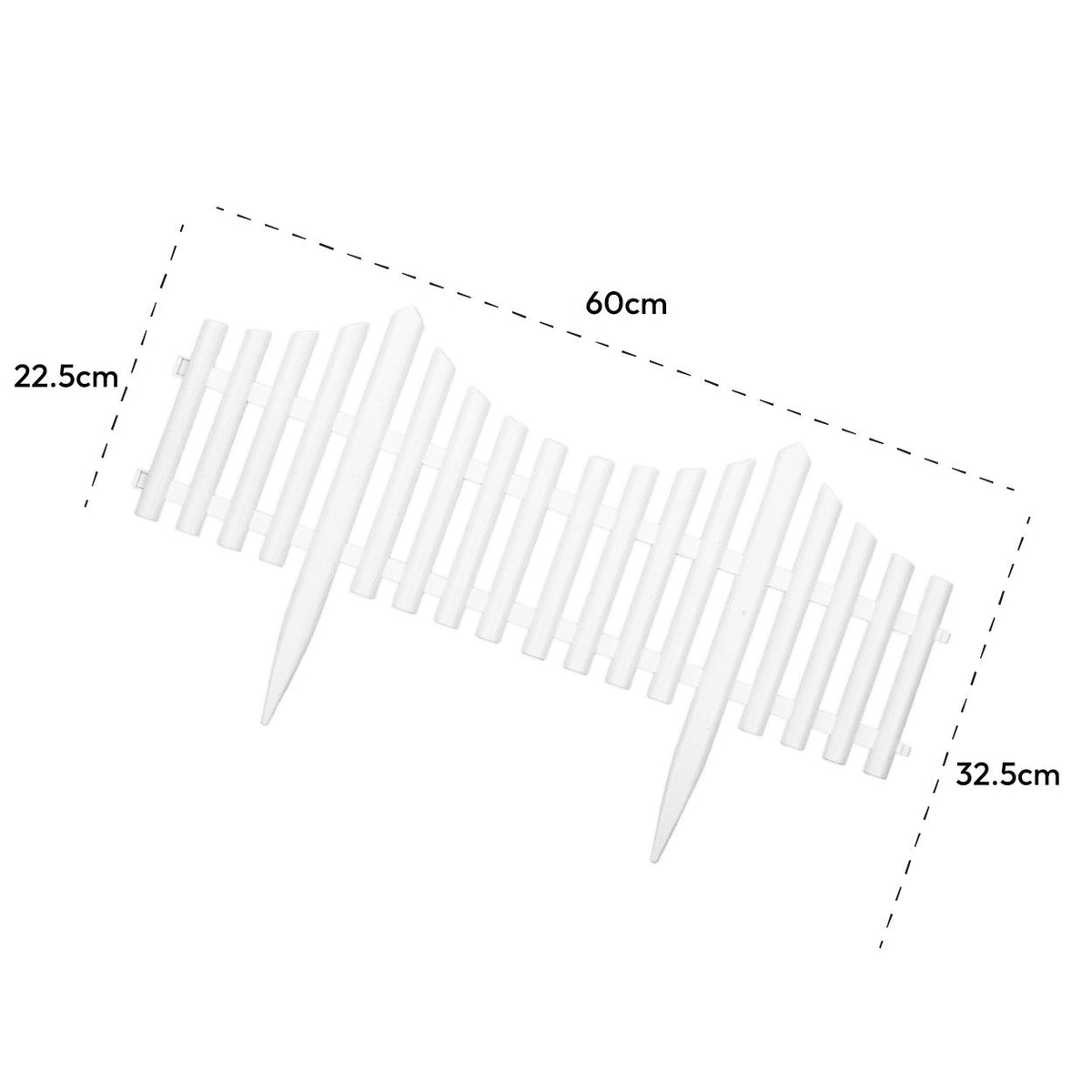 KCT White Picket Fence Garden Border - Pack of 8 panels