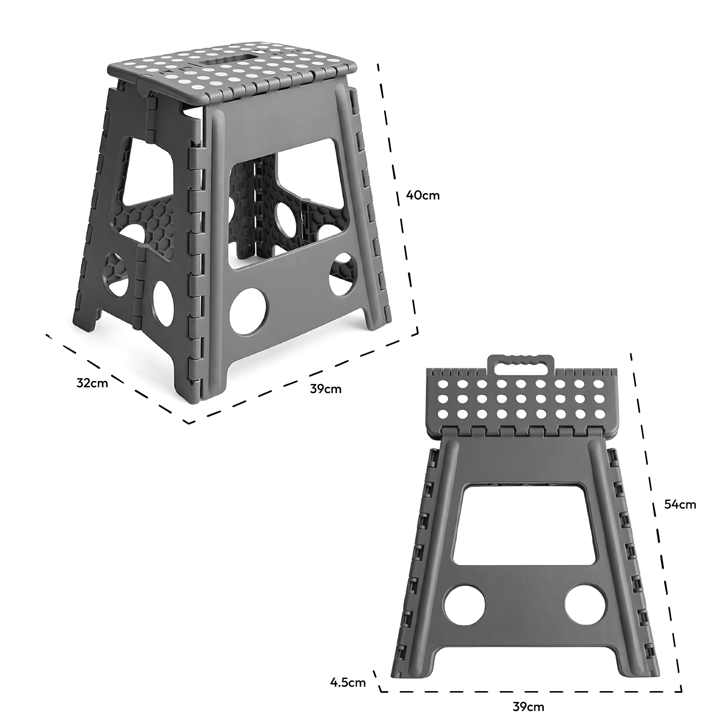 KCT Folding Multi Purpose Household Foldaway Step Stool Grey