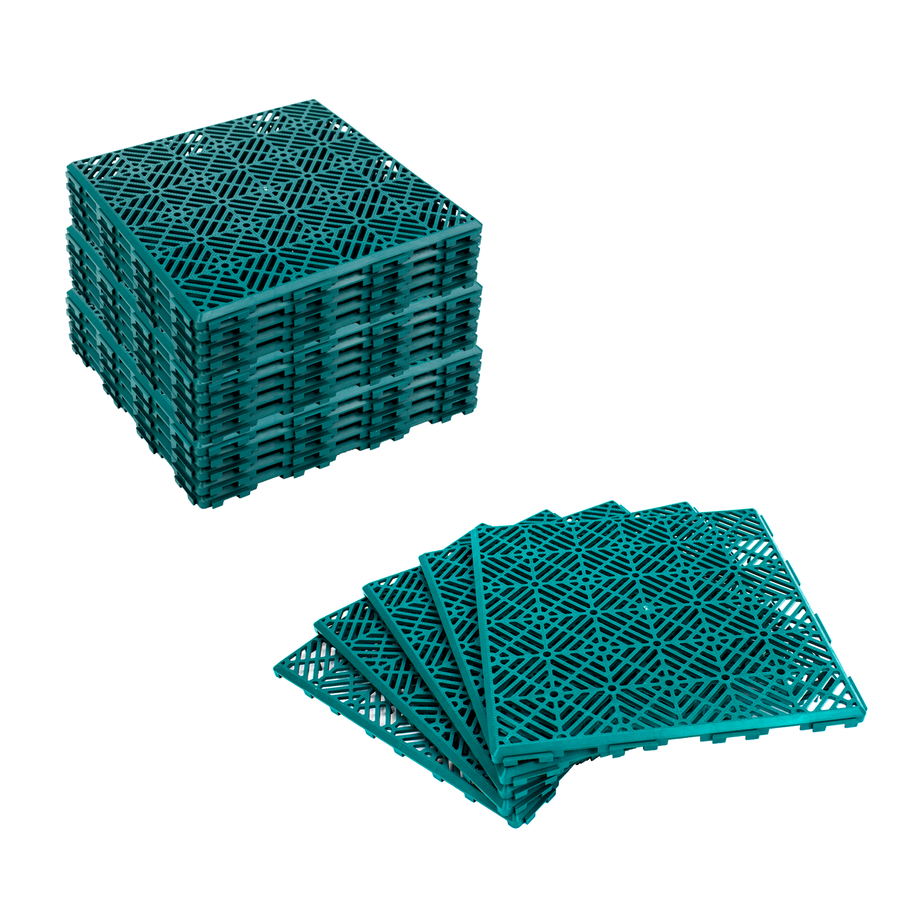 KCT Green Garden Path and Patio Decking Interlocking Tiles - 5 Pieces