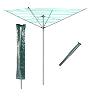KCT 4 Arm Outdoor Rotary Washing Clothes Line - 50m Drying Area - With Ground Spike and Protective Cover