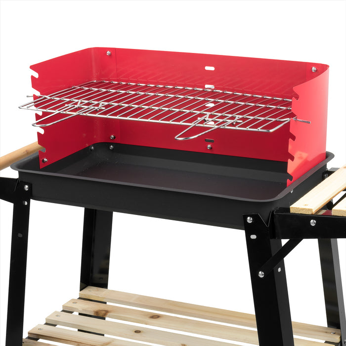 KCT Open Top BBQ Grill Garden Steel Camping Barbecue Trolley