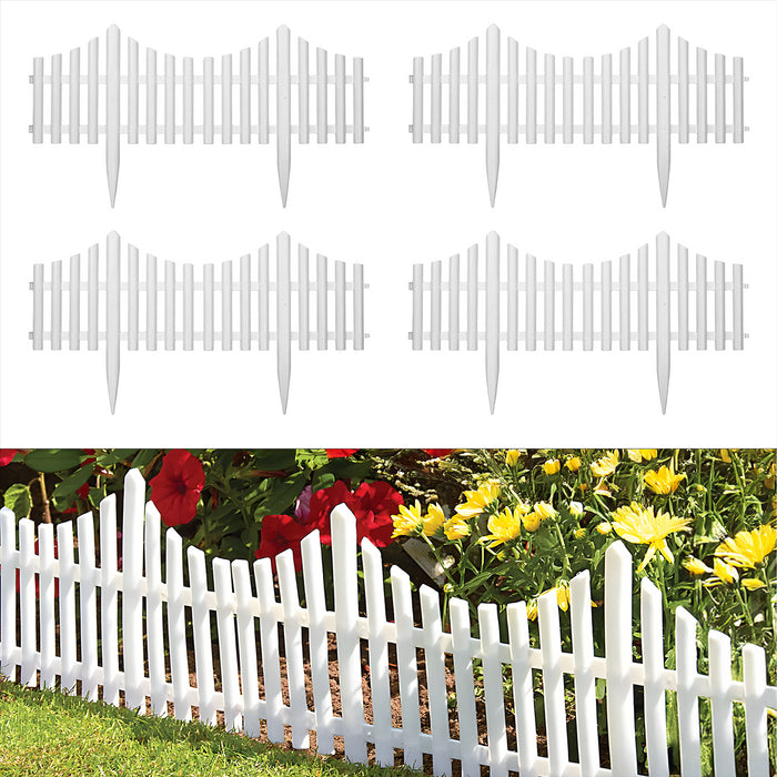 KCT White Picket Fence Garden Border - Pack of 8 panels