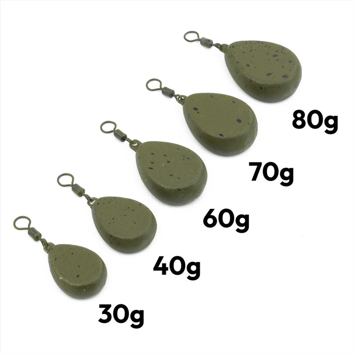 KCT Flat Pear Lead Fishing Weights - Main Image