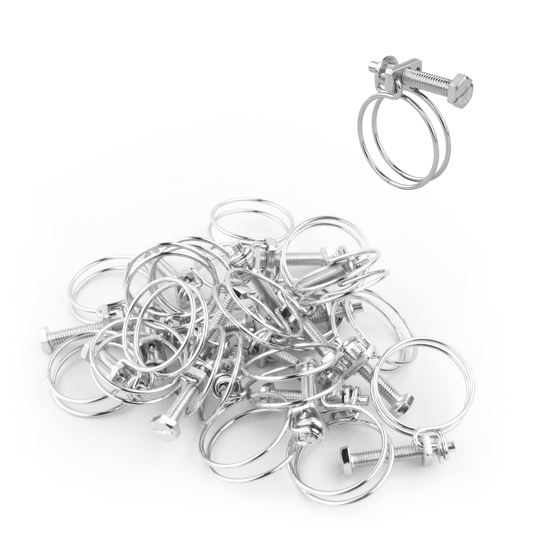 KCT Universal Double Wire Hose Clips Pipe Screw Clamps for All Types of Hose