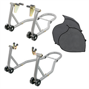 KCT Motorbike Front & Rear Heavy Duty Paddock Stand + Tyre Warmer Covers Combo