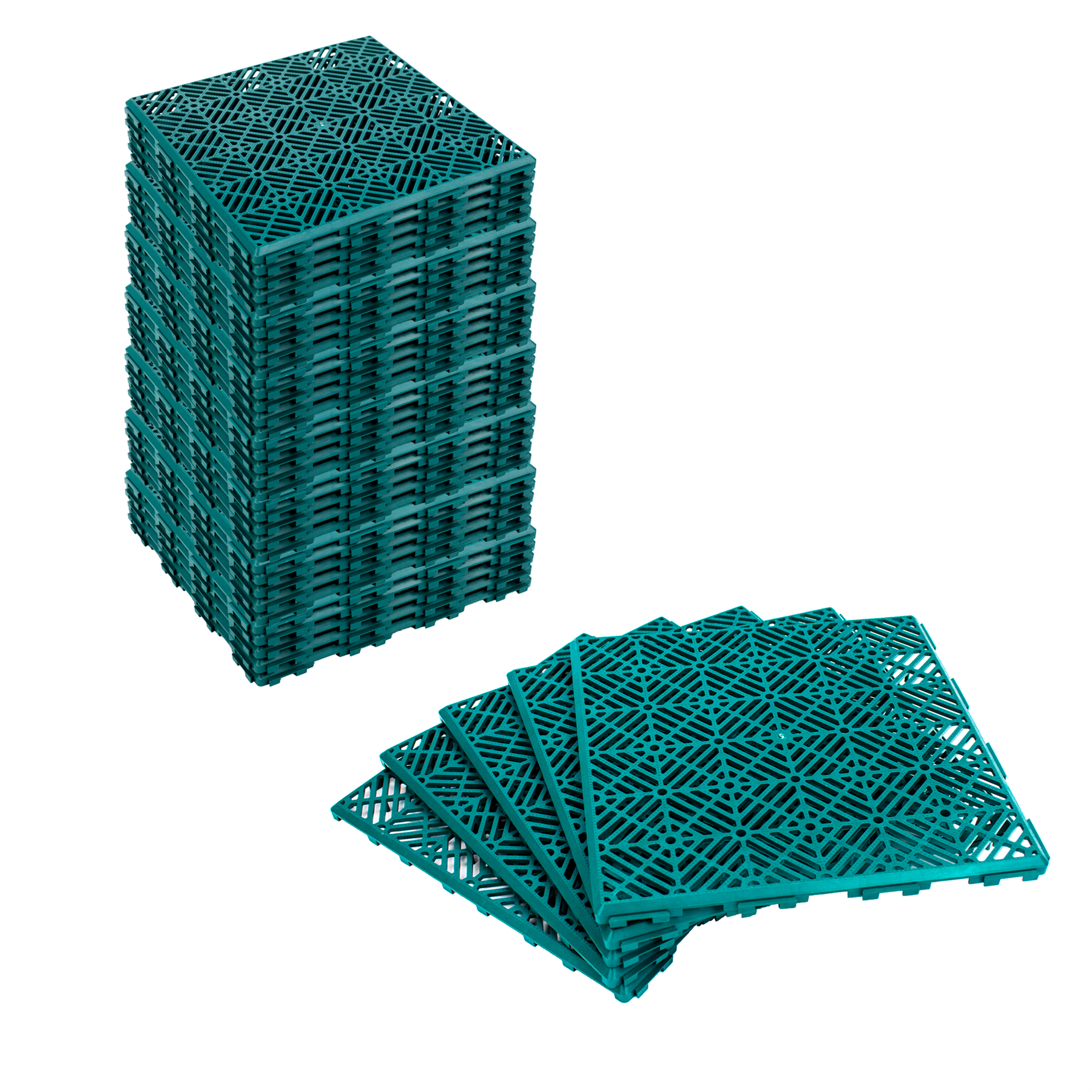 KCT Green Garden Path and Patio Decking Interlocking Tiles - 5 Pieces